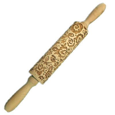 Embossed Beech Rolling Pin with Folk Pattern