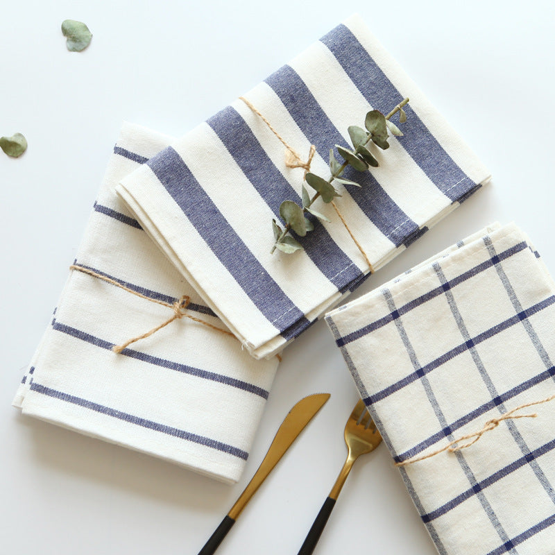 Blue and White Cotton Kitchen Towel
