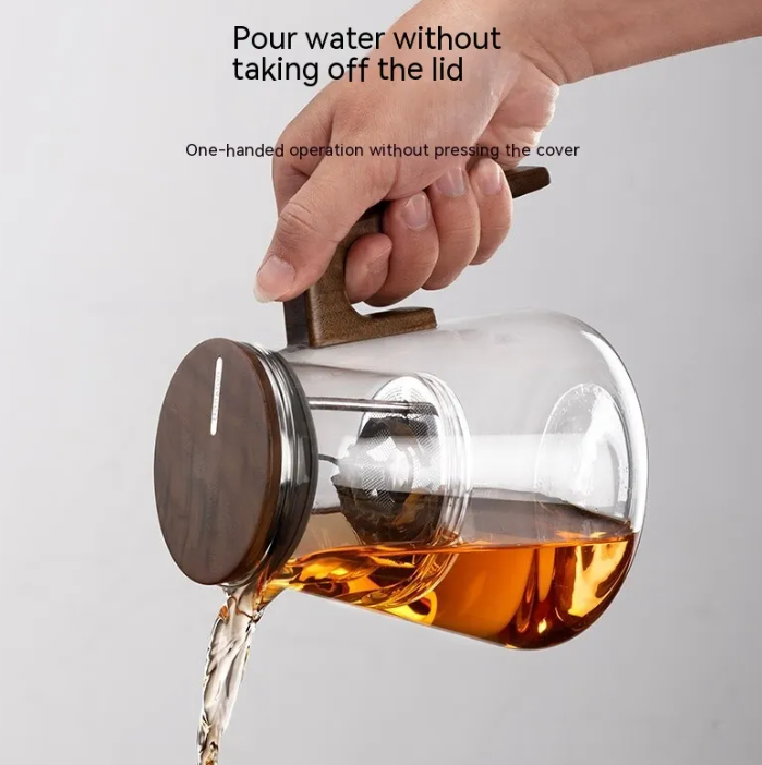 Miorvale Glass & Walnut Teapot