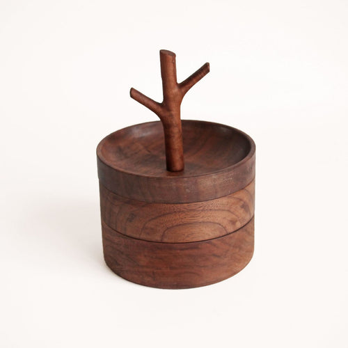 Black Walnut Jewellery Box with Ring Tree