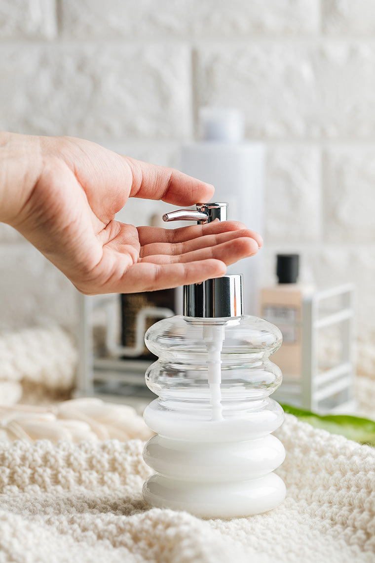 Ribbed Glass Soap Dispenser