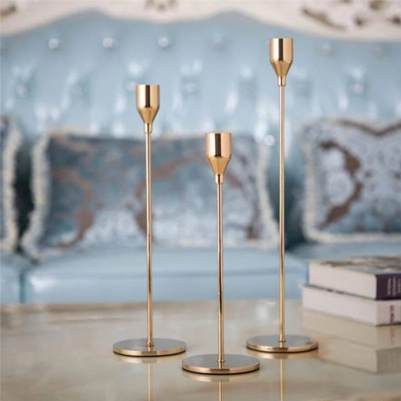 Slim Gold Metal Candlestick