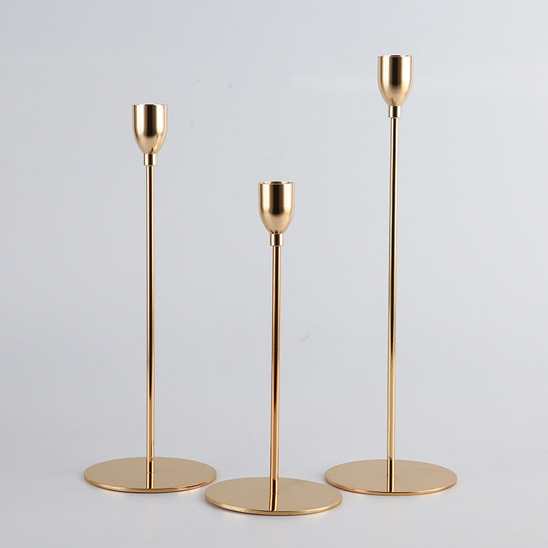 Slim Gold Metal Candlestick