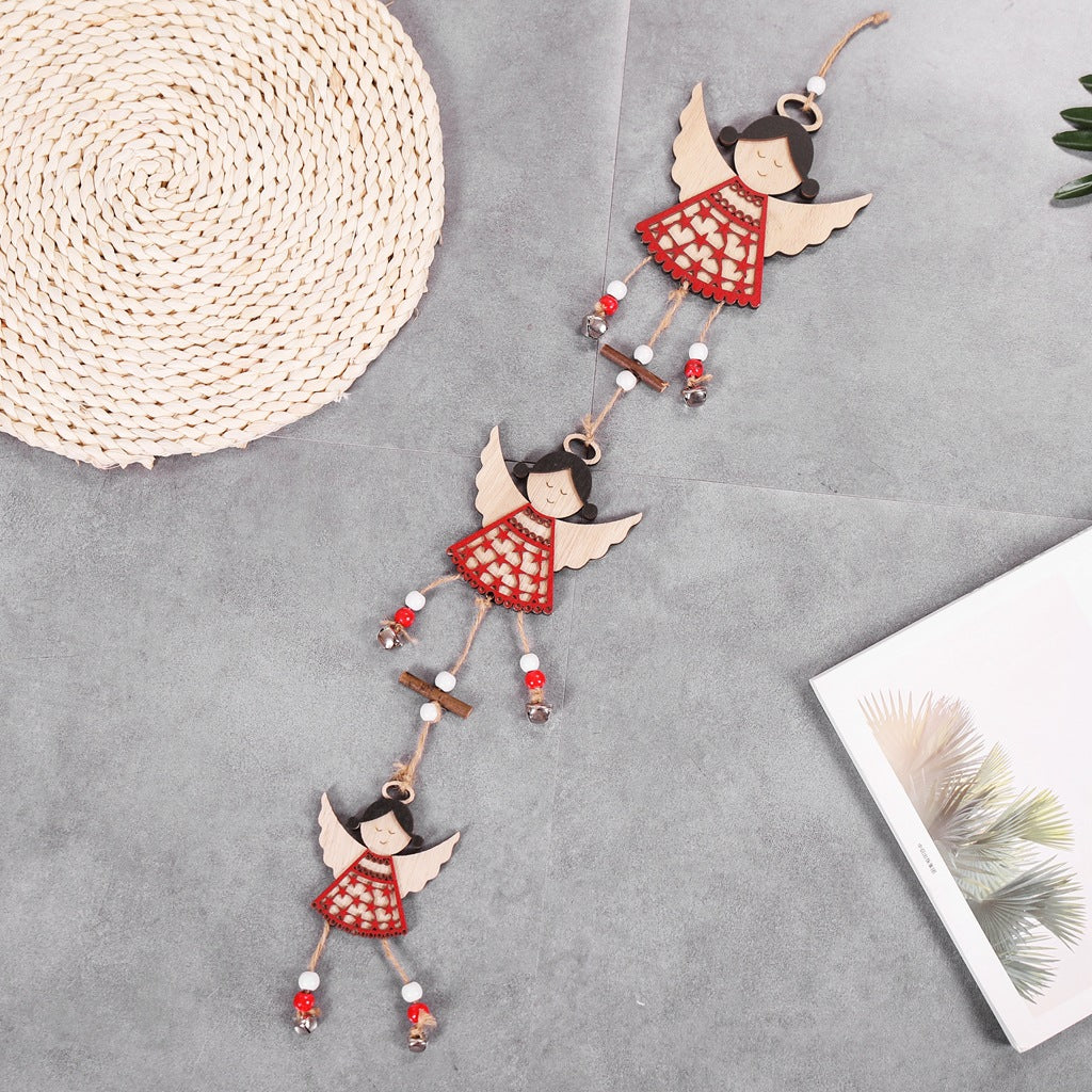 Wooden Angel Garland on Hemp Cord