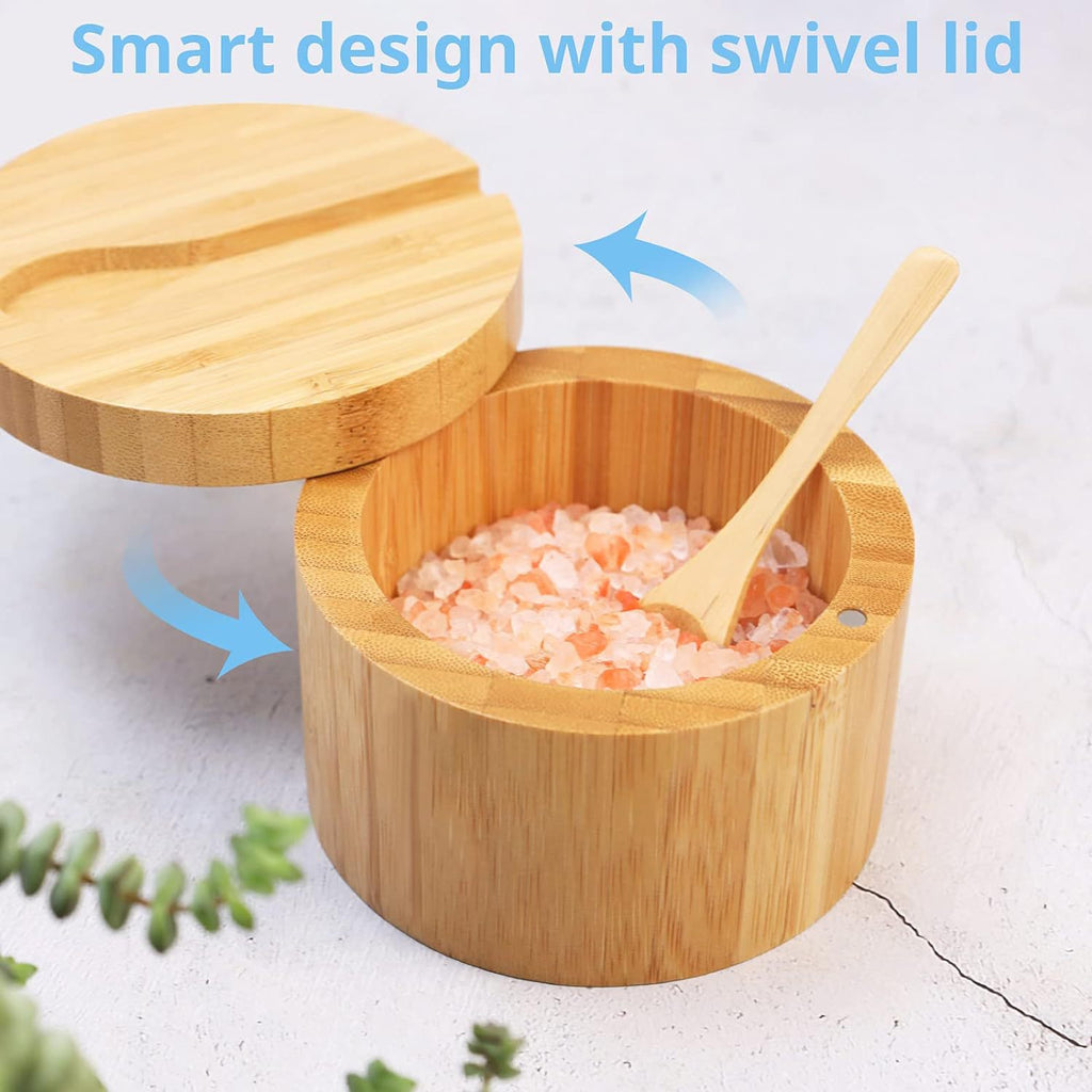 Bamboo Salt Box with Swivel Lid