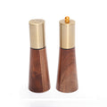 Wooden Salt Shaker and Pepper Mill Set with Gold-Tone Tops