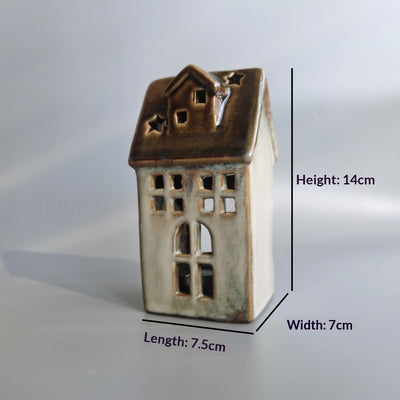 Glazed Ceramic Christmas House Tealight Holder