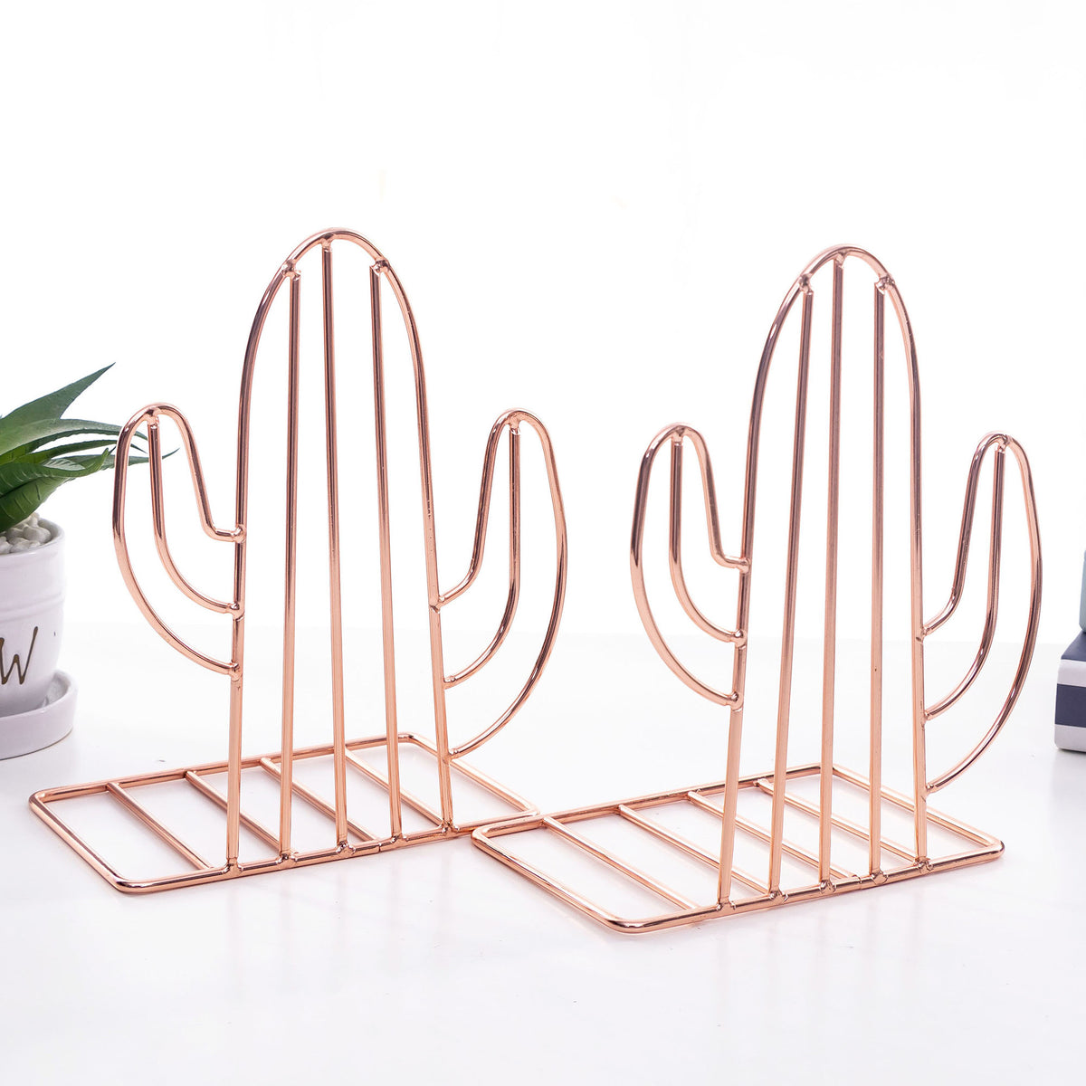 Metal Cactus Bookends (Pair)