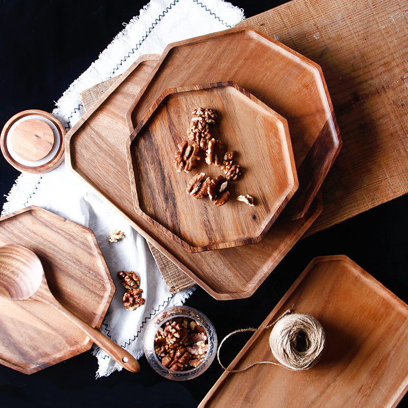 Octagonal Acacia Wood Plate