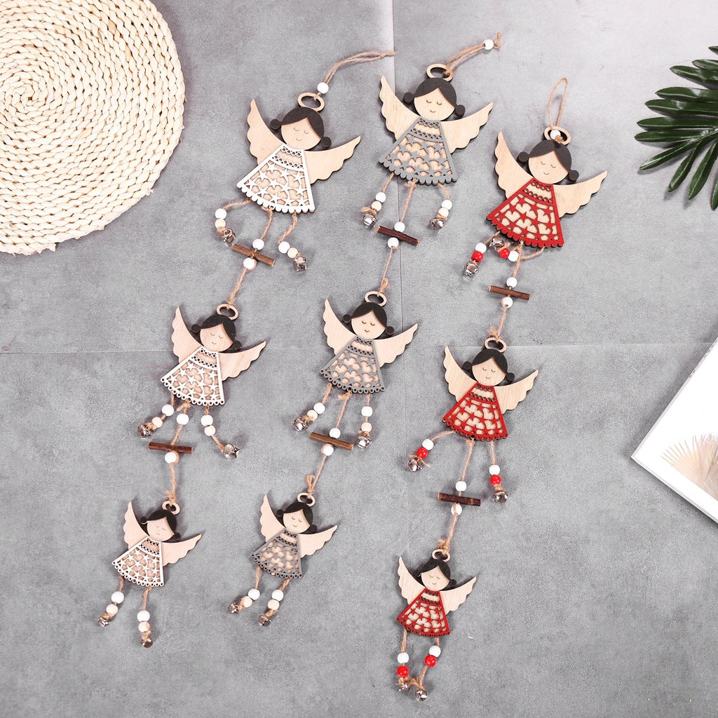 Wooden Angel Garland on Hemp Cord