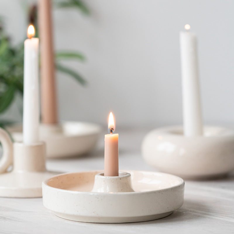 Cream Ceramic Candle Holder