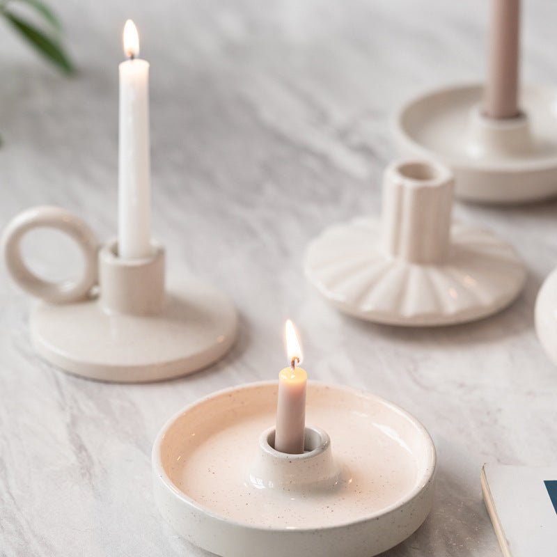 Cream Ceramic Candle Holder