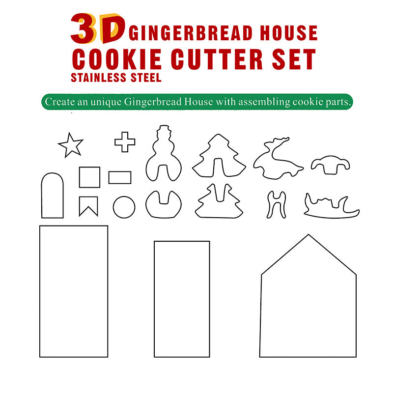 Stainless Steel Gingerbread House Cookie Cutter Set