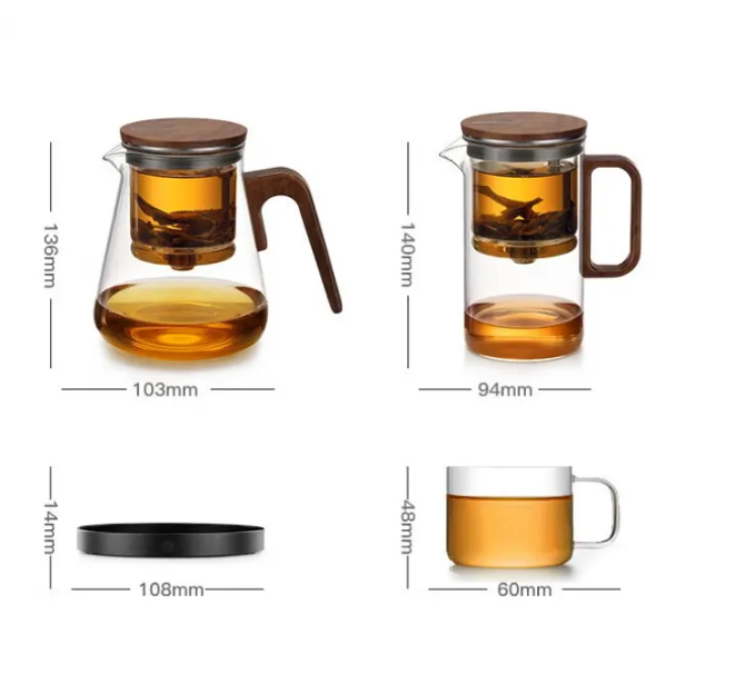 Miorvale Glass & Walnut Teapot