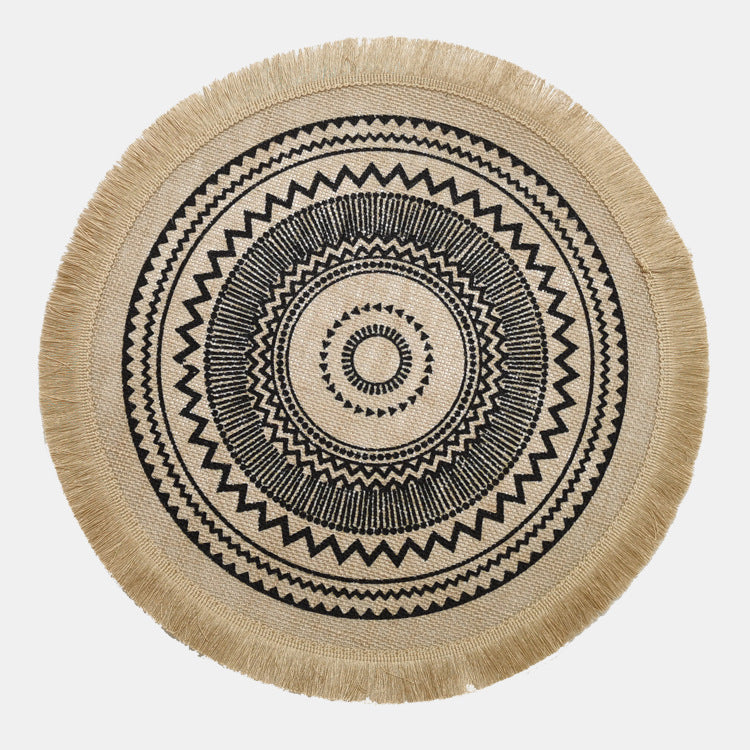 Round Jute Placemat with Fringe or Pom-poms