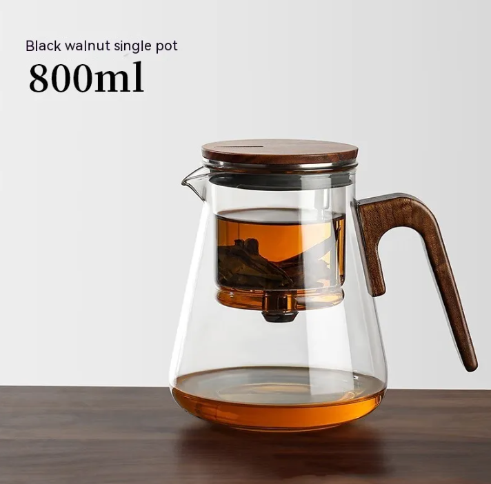 Miorvale Glass & Walnut Teapot
