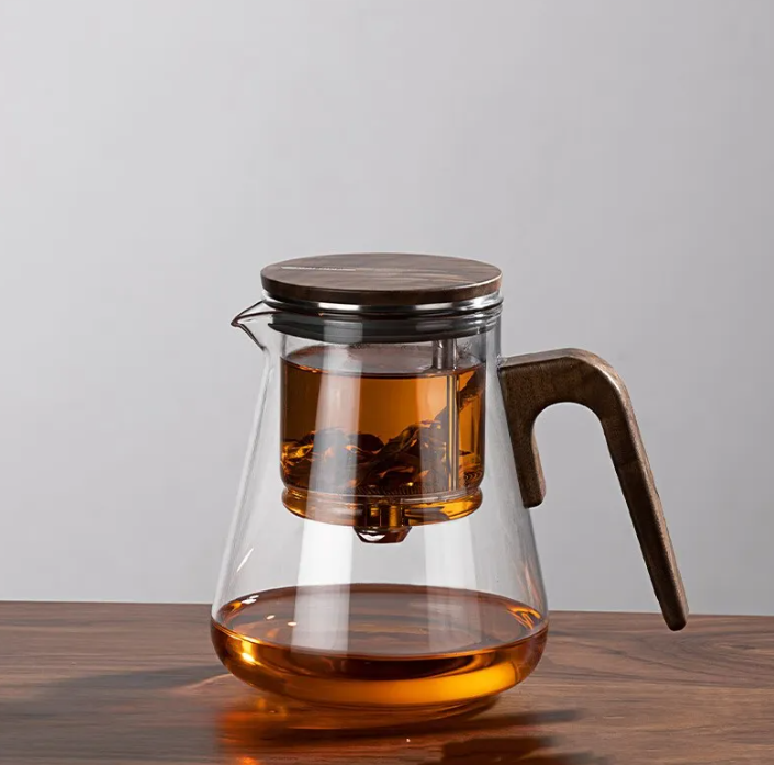 Miorvale Glass & Walnut Teapot