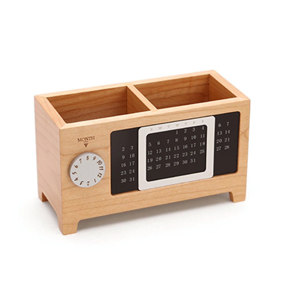 Wooden Desk Organiser with Perpetual Calendar