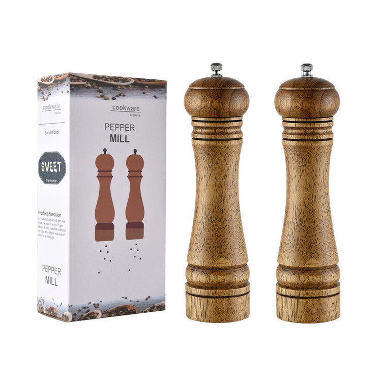 Wooden Salt and Pepper Mill Set with Ceramic Grinder