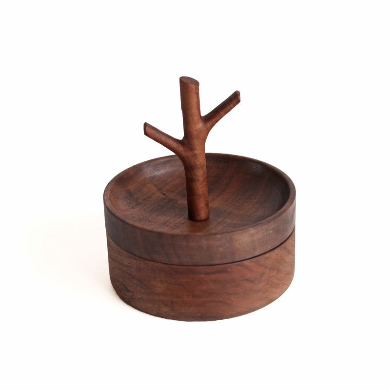 Black Walnut Jewellery Box with Ring Tree