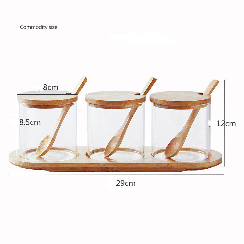 Glass Jar with Bamboo Lid and Wooden Spoon