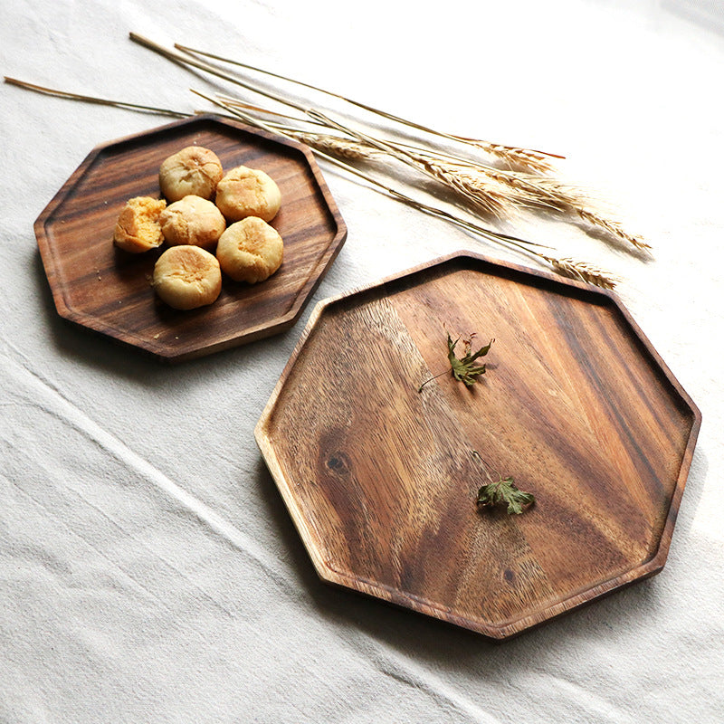 Octagonal Acacia Wood Plate
