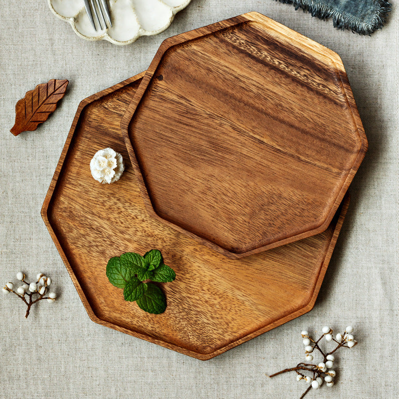 Octagonal Acacia Wood Plate
