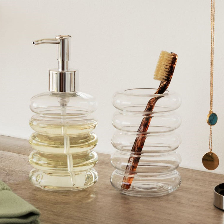 Ribbed Glass Soap Dispenser