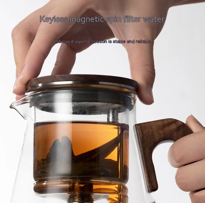 Miorvale Glass & Walnut Teapot