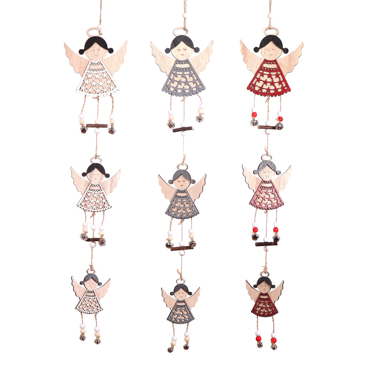 Wooden Angel Garland on Hemp Cord