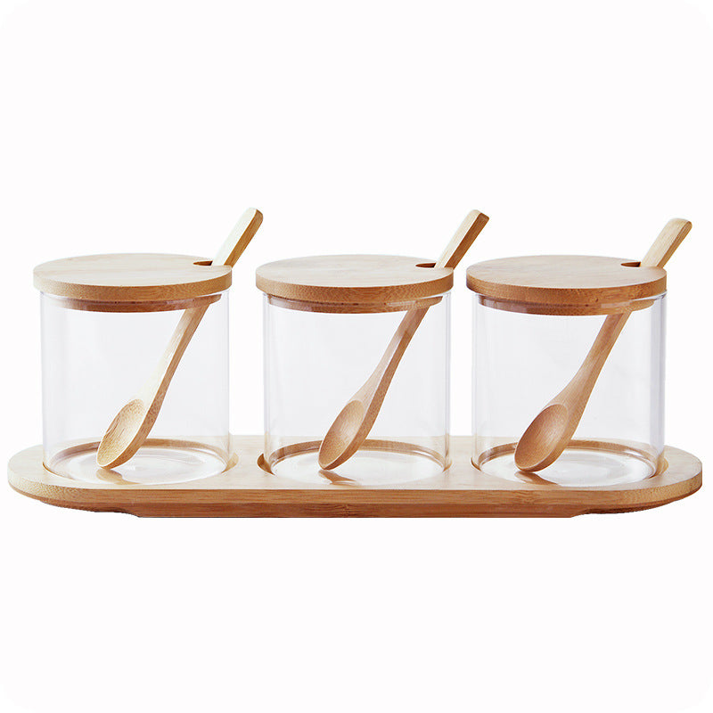 Glass Jar with Bamboo Lid and Wooden Spoon