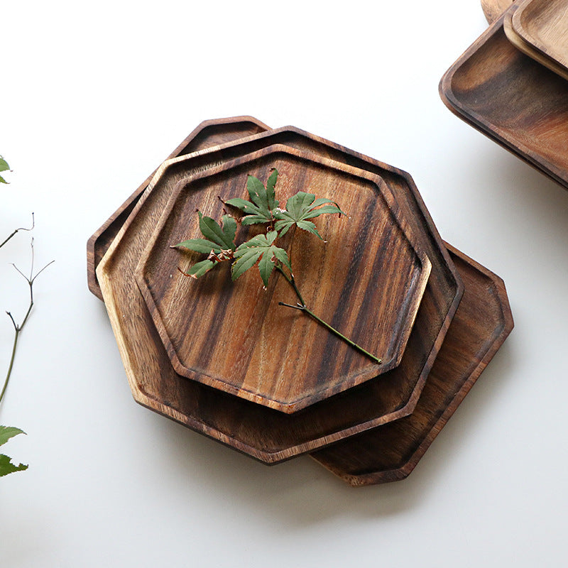 Octagonal Acacia Wood Plate