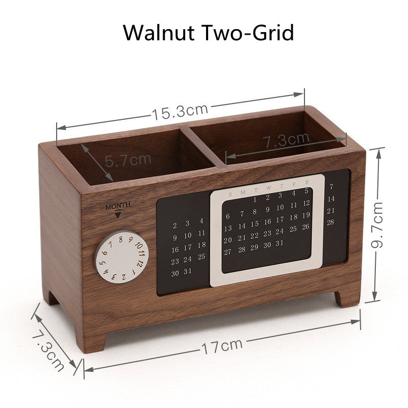 Wooden Desk Organiser with Perpetual Calendar